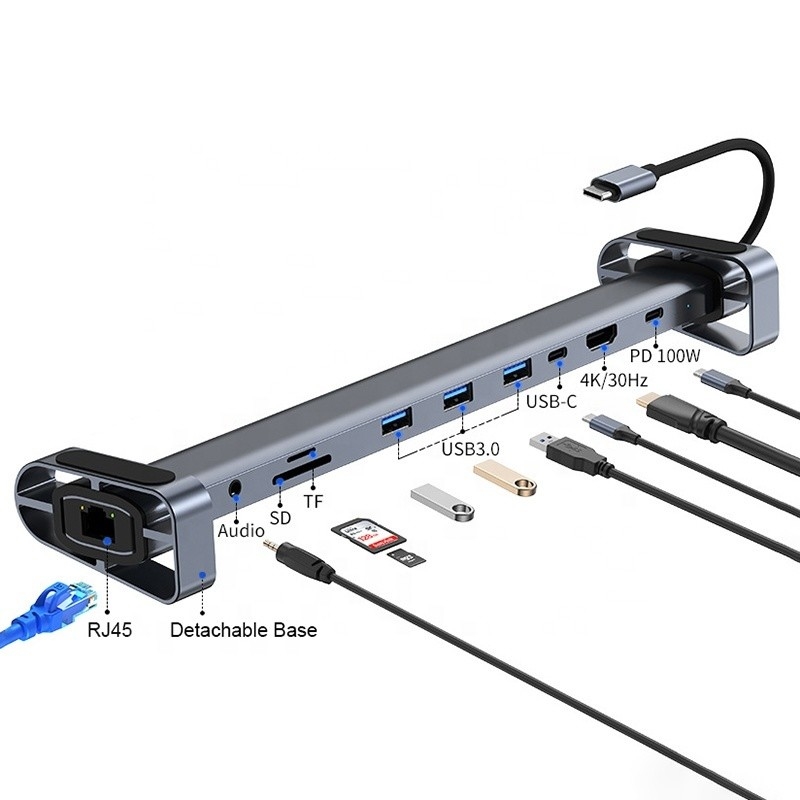 USB 3.1 Schnittstelle Typ 10 in 1 Type C Hub für Hochgeschwindigkeitsdatenübertragung und -aufladung
