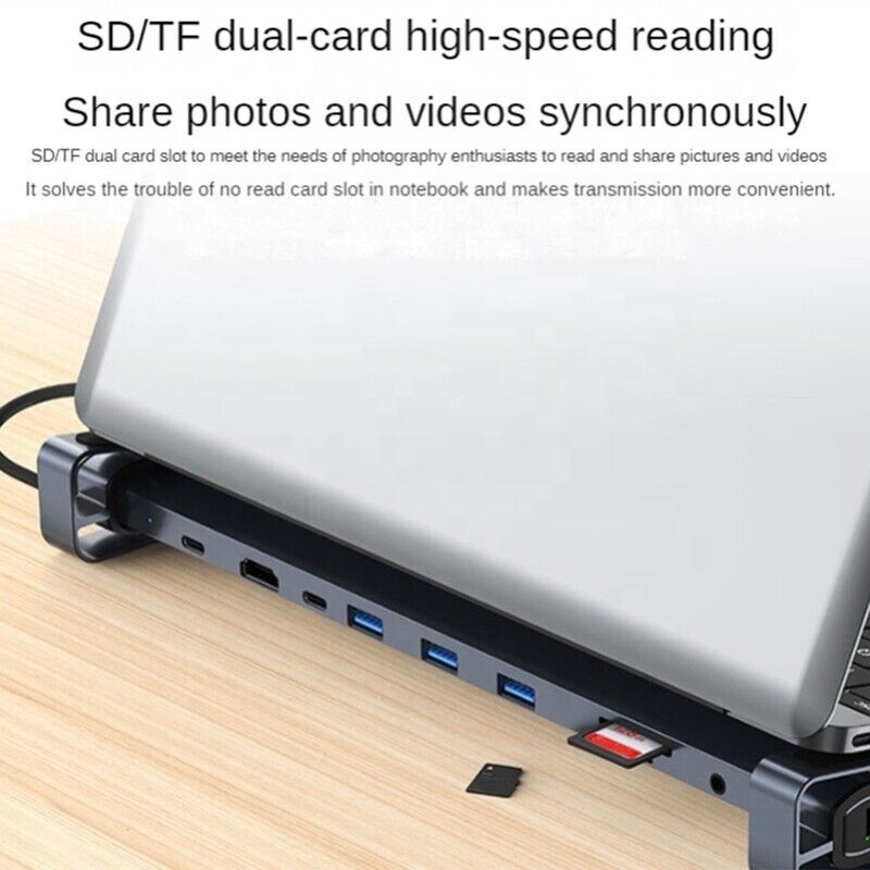 USB 3.1 Schnittstelle Typ 10 in 1 Type C Hub für Hochgeschwindigkeitsdatenübertragung und -aufladung