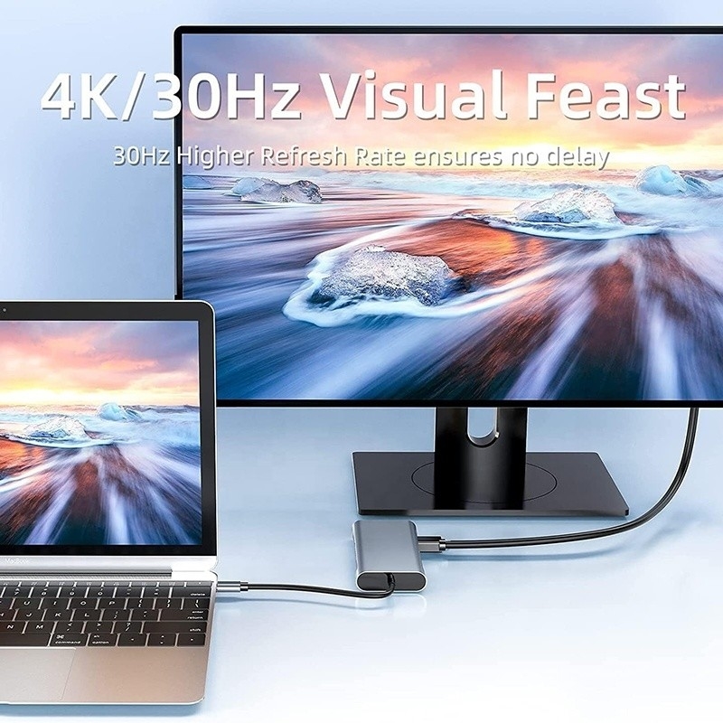 USB C Typ C 10 In 1 Docking Station mit 4K HDTV VGA Lan RJ45 USB3.0 Card Reader PD