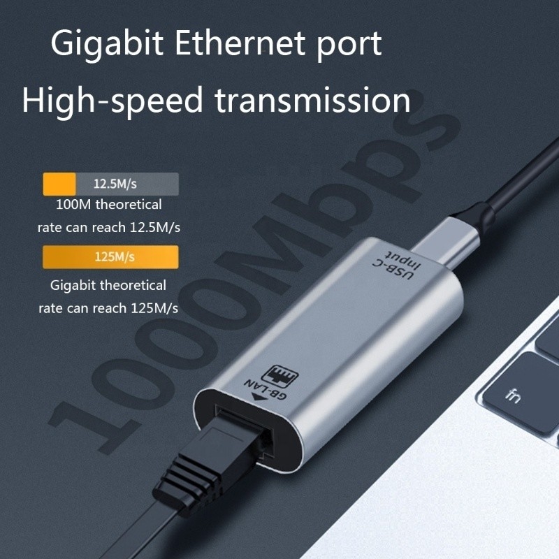 USB-C-Frauen-zu-Ethernet-Port-Adapter 10/100/1000 Mbps Geschwindigkeit für eine schnelle Netzwerkverbindung