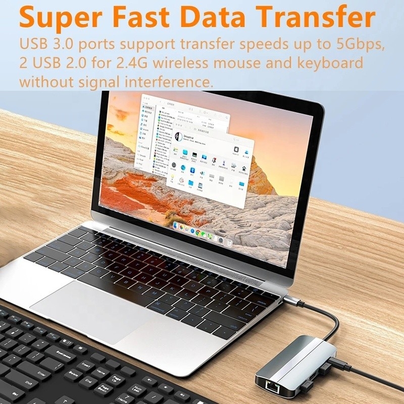 Mac Notebook 9 in 1 Typ-C USB-C Hub mit HDTV Multi-Port Docking Station Adapter