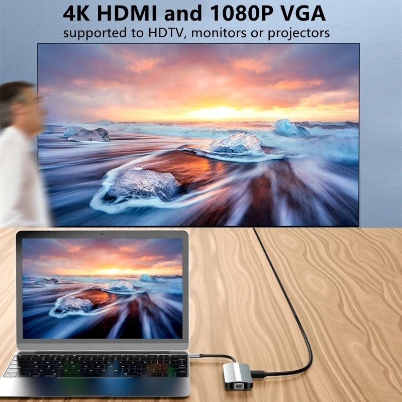 Mac Notebook 9 in 1 Typ-C USB-C Hub mit HDTV Multi-Port Docking Station Adapter