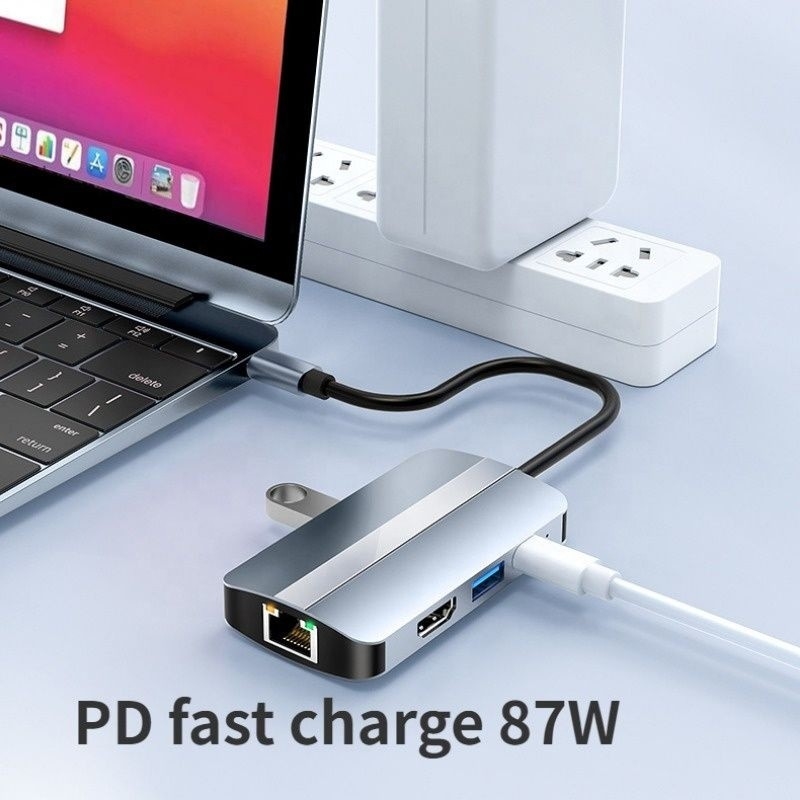 USB-C-Typ-C-Hub-Multiport-Dockstation mit Videoübertragungs-Ladernetzfunktion