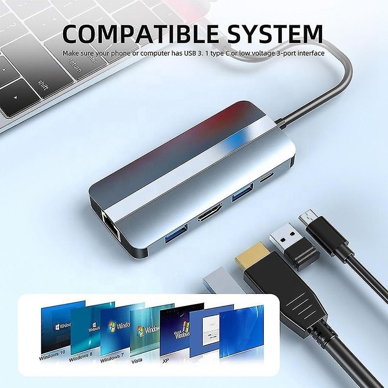 USB-C-Typ-C-Hub-Multiport-Dockstation mit Videoübertragungs-Ladernetzfunktion
