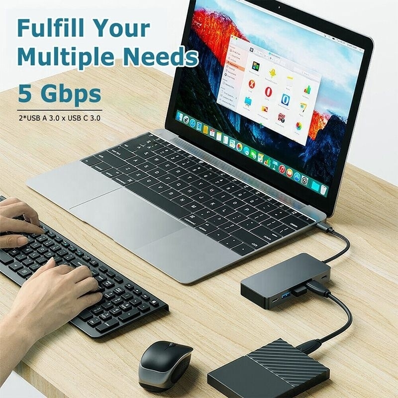 4K 30Hz Dual HDMI USB 3.0 Adapter Docking Station 7 In 1 Multiport USB C Typ C Hub