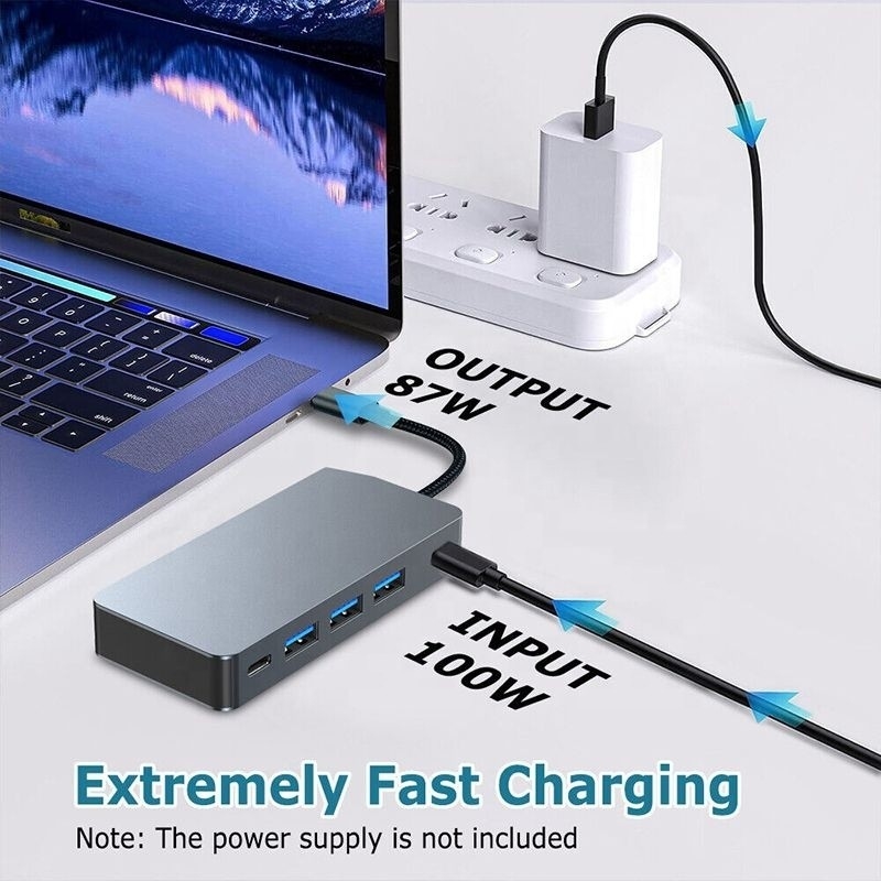 4K 30Hz Dual HDMI USB 3.0 Adapter Docking Station 7 In 1 Multiport USB C Typ C Hub