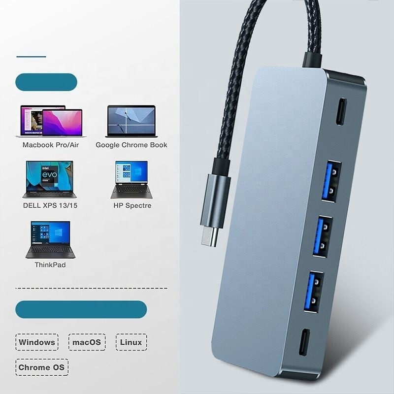 4K 30Hz Dual HDMI USB 3.0 Adapter Docking Station 7 In 1 Multiport USB C Typ C Hub