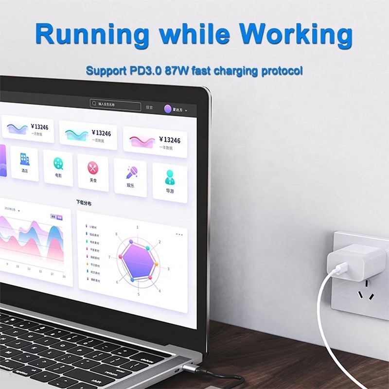 7 in 1 USB C USB-C Hub für Macbook Grau HDMI USB 3.0 USB2.0 RJ45 SD/TF Kartenleser PD Ausgang