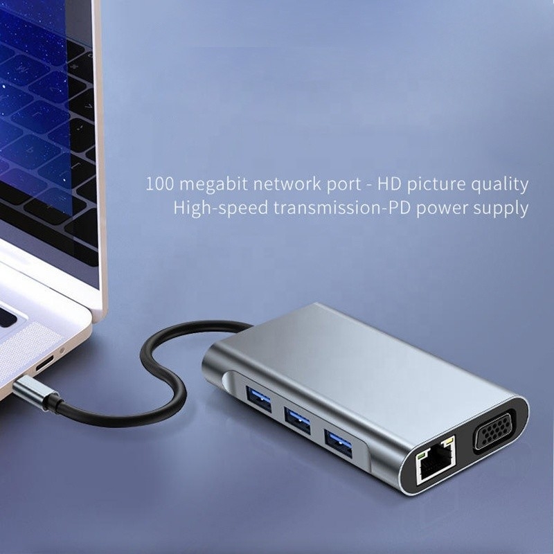 7-in-1 USB-C-Dockingstation mit HDTV HDMI VGA USB RJ45 und schneller Datenübertragung