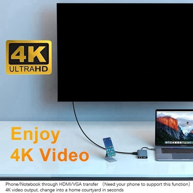 7-in-1 USB-C-Dockingstation mit HDTV HDMI VGA USB RJ45 und schneller Datenübertragung