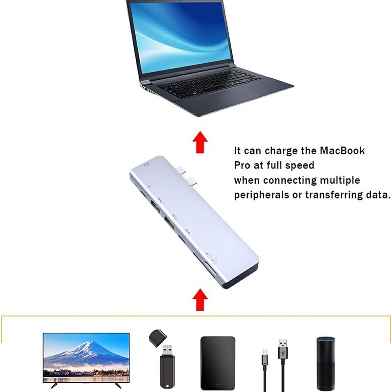 USB C Typ C 4K 30Hz HDMI USB 3.0 TF SD Adapter Hub Docking Station für Macbook Pro