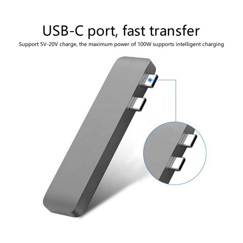 7-in-2-Hub-Dockingstation mit doppeltem Typ-C-Männleinput und USB 3.1-Schnittstelle