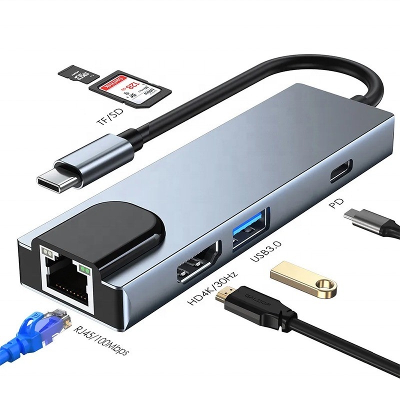Graue USB-C-PD-Dockingstation für Laptop-Ladungsfunktion Datenübertragung Video-Ausgabe