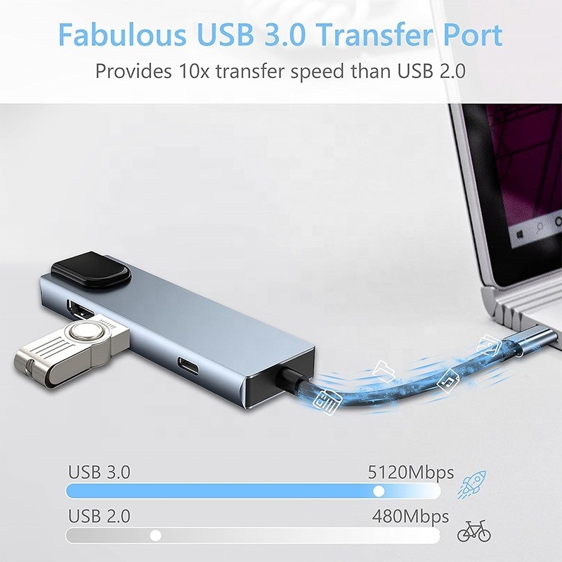 Graue USB-C-PD-Dockingstation für Laptop-Ladungsfunktion Datenübertragung Video-Ausgabe