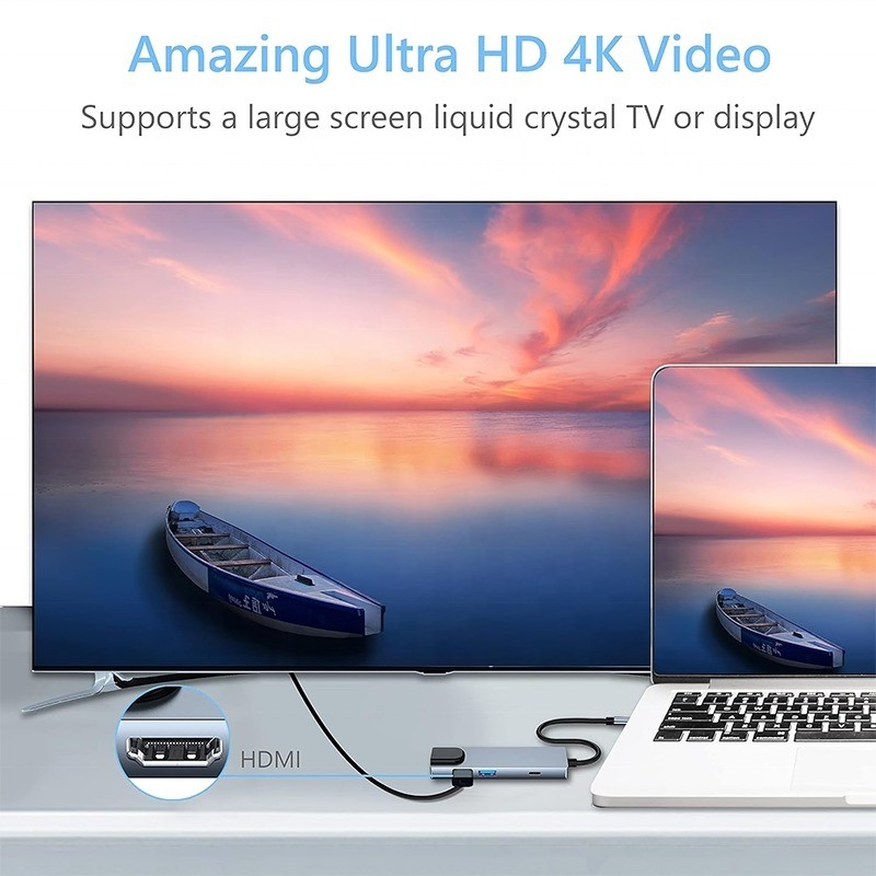 Graue USB-C-PD-Dockingstation für Laptop-Ladungsfunktion Datenübertragung Video-Ausgabe