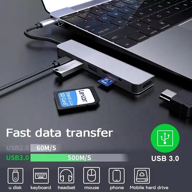 USB 3.1 Docking Station Hub mit 4K HDMI USB3.0 TF SD-Kartenleser und 87W PD-Ladung