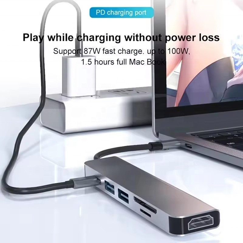 USB 3.1 Docking Station Hub mit 4K HDMI USB3.0 TF SD-Kartenleser und 87W PD-Ladung