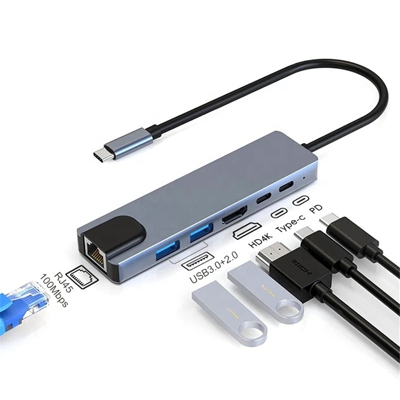 Schnell aufladen 16 in 1 USB C Adapter für Mobiltelefon Laptop Notebook 4K HDMI RJ45 PD