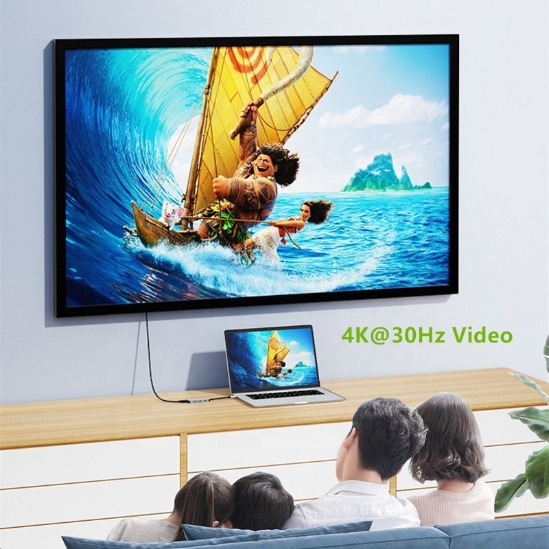 4K HDMI-kompatibel Typ-C-zu-USB-C-Hub-Adapter mit 2 USB3.0- und PD-Ladestationen
