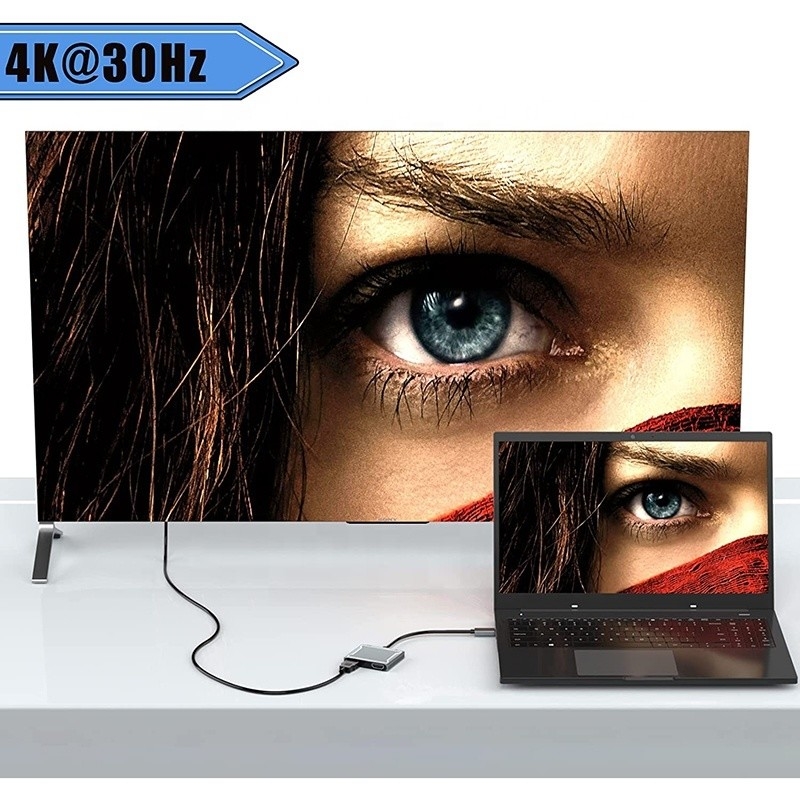 USB C Typ C Schnittstellenanschluss Dual HDMI Adapter 4K 4 In 1 USB 3.0 Hub für Laptop