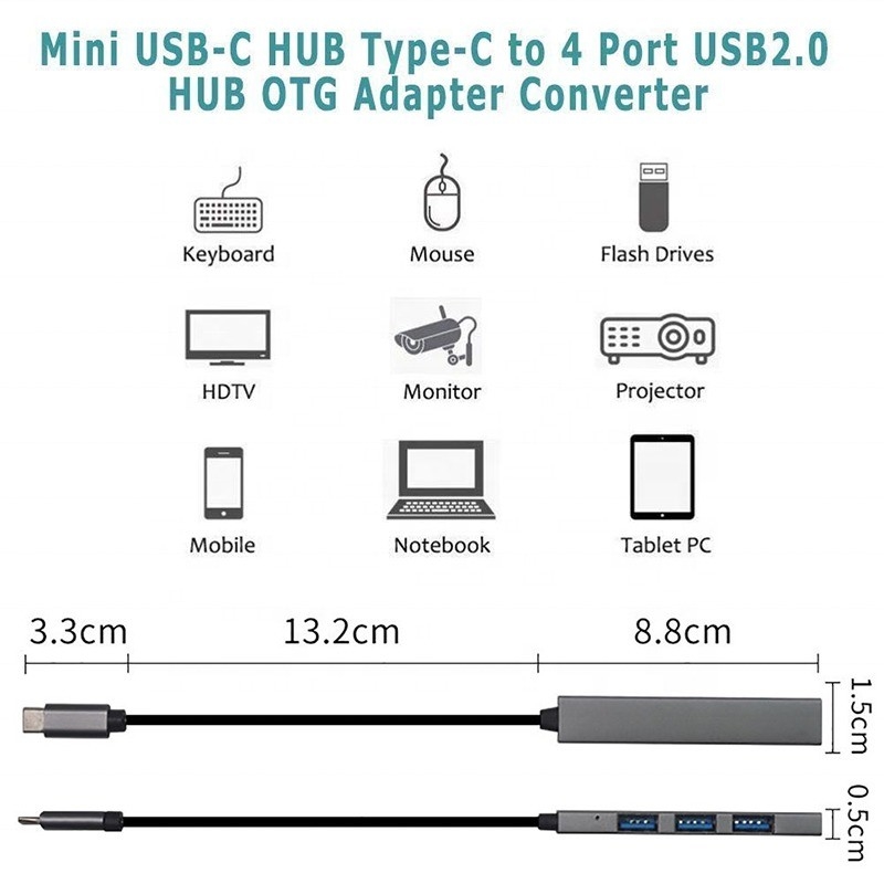 Typ C Schnittstelle 4 in 1 14 Ports Hub Typ-C OTG auf USB 3.0 2.0 Adapter Aluminiumlegierung