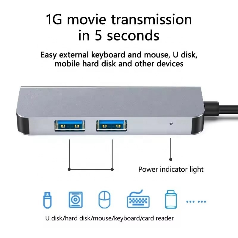 USB C Hub mit 4K HDMI und High-Speed USB 3.0 Kompatibel für Windows Mac