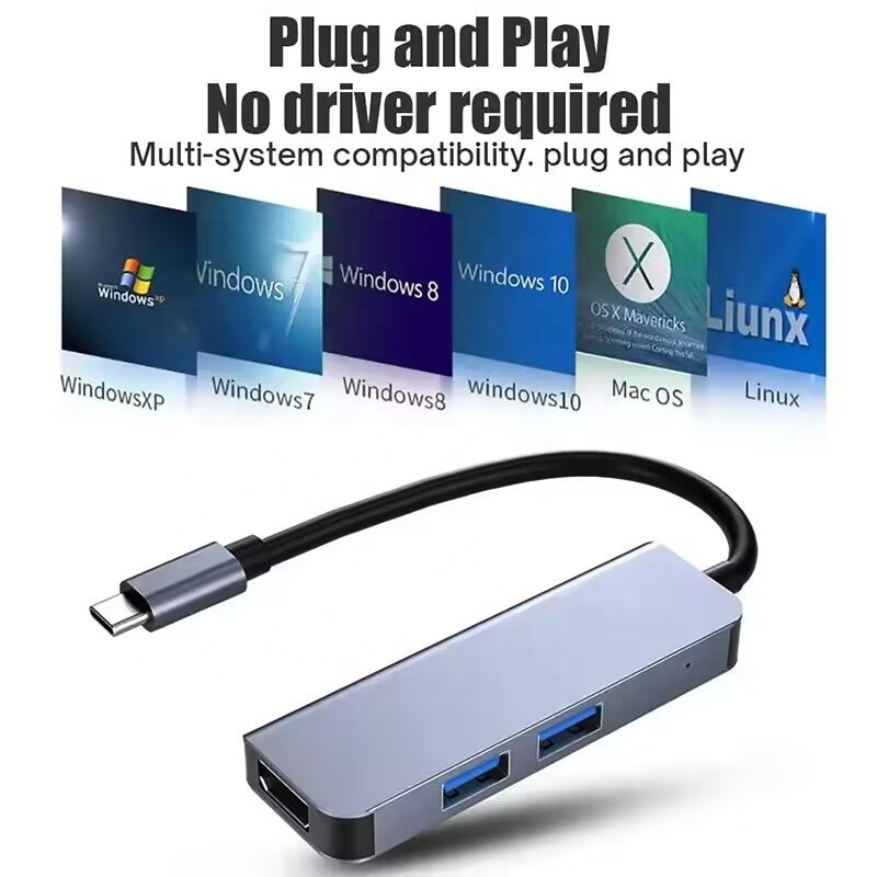 USB C Hub mit 4K HDMI und High-Speed USB 3.0 Kompatibel für Windows Mac