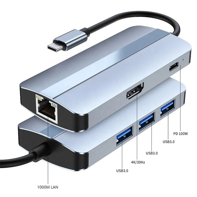 12-in-1-USB-C-Adapter OEM Multiport Hub mit 4K HDMI USB 3.0 RJ45 Lan Ethernet