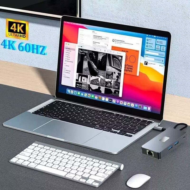 8-in-1-Multiport-Adapter USB-C Hub mit HDMI 3 USB3.0 RJ45 und PD-Ausgang 5-8 Ports