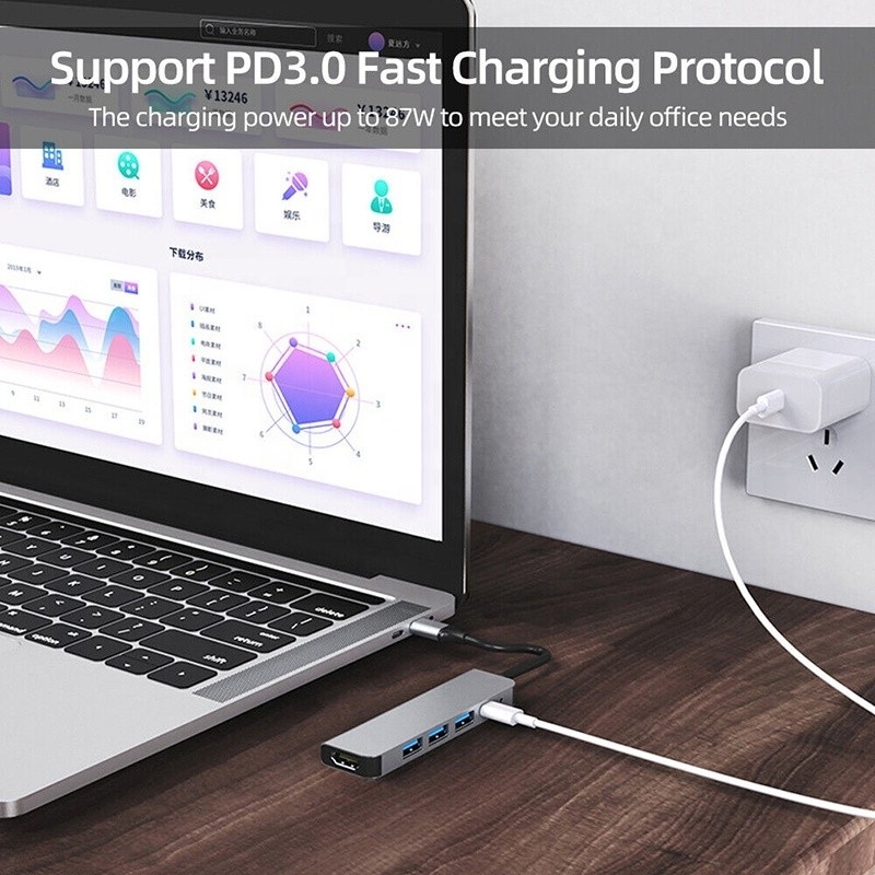 Customisierte 6-in-1-USB-C-Type-C-Hub für 4K HDMI und USB 3.0 für Macbook OEM/ODM