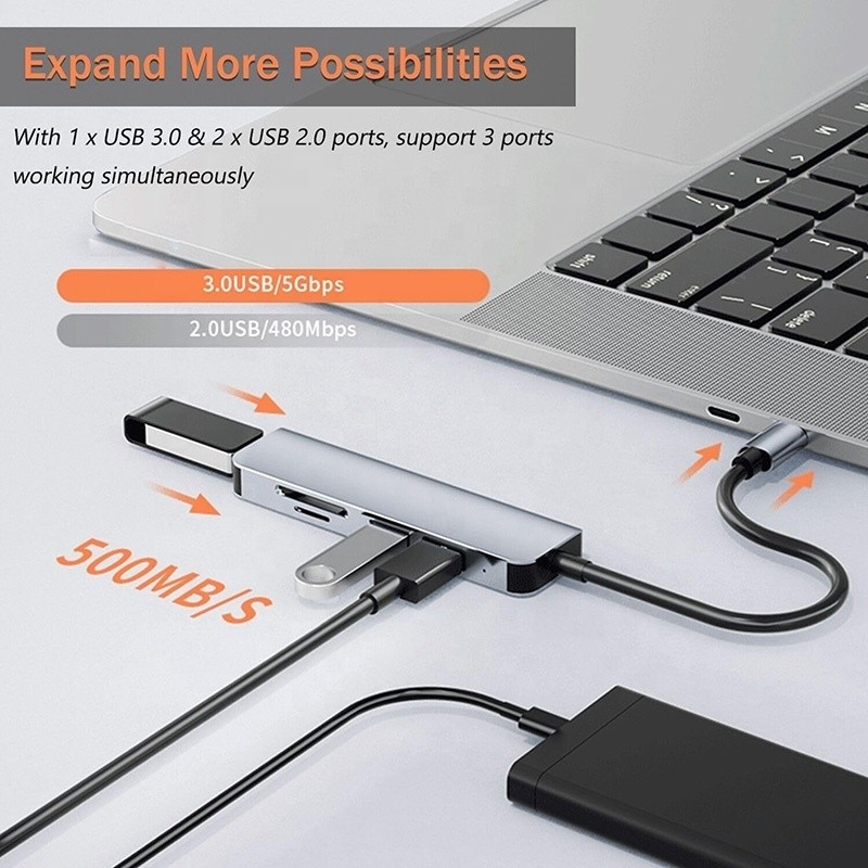 USB A/C Eingang USB 3.0 Typ C Multiport Adapter Docking Station mit SD/TF Kartenleser
