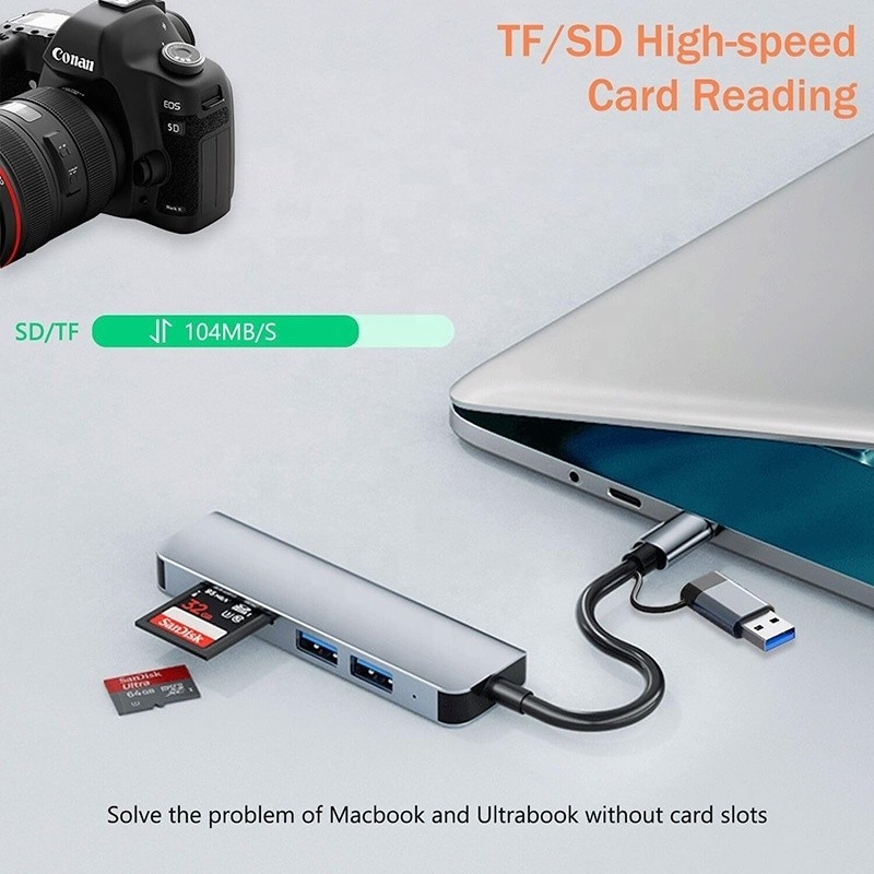 USB A/C Eingang USB 3.0 Typ C Multiport Adapter Docking Station mit SD/TF Kartenleser