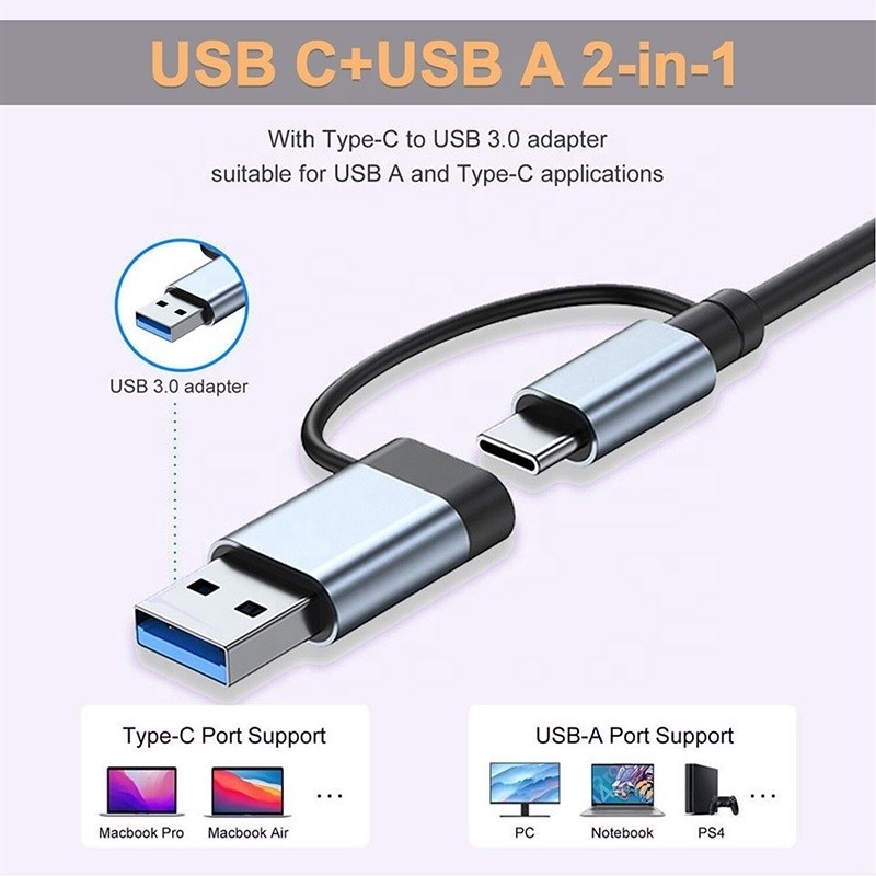 USB A/C Eingang USB 3.0 Typ C Multiport Adapter Docking Station mit SD/TF Kartenleser