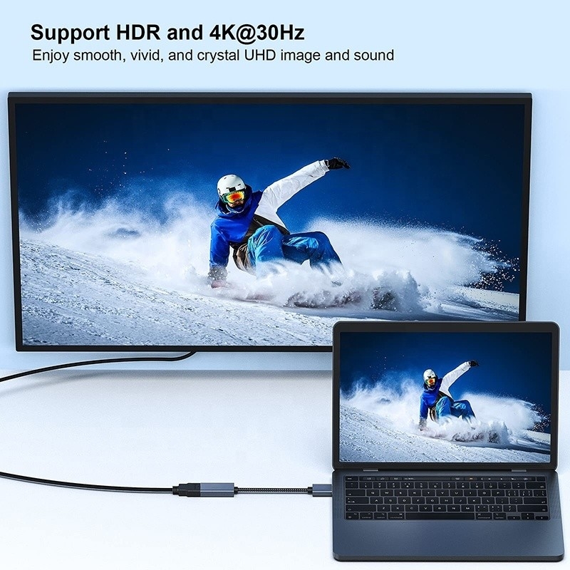 4K Auflösung USB C Hub Displayport zu HDMI Adapter Kabel Männlich zu weiblich 1080P 4K30Hz 4K60Hz