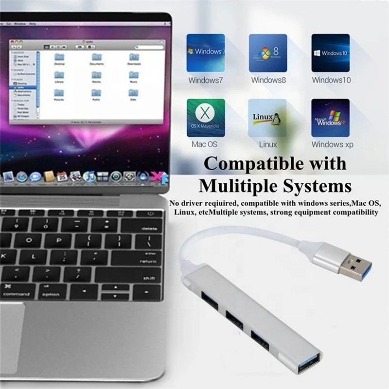 Aluminium 4-Anschluss USB Typ-C zu USB 3.0 2.0 Datenhub für Hochgeschwindigkeitsdatenübertragung