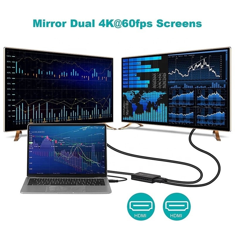 Nicht abgeschirmter USB 3.0 Dual HDMI x2 Ausgangs-Audio-Konverter Konverter für Laptop-Monitor