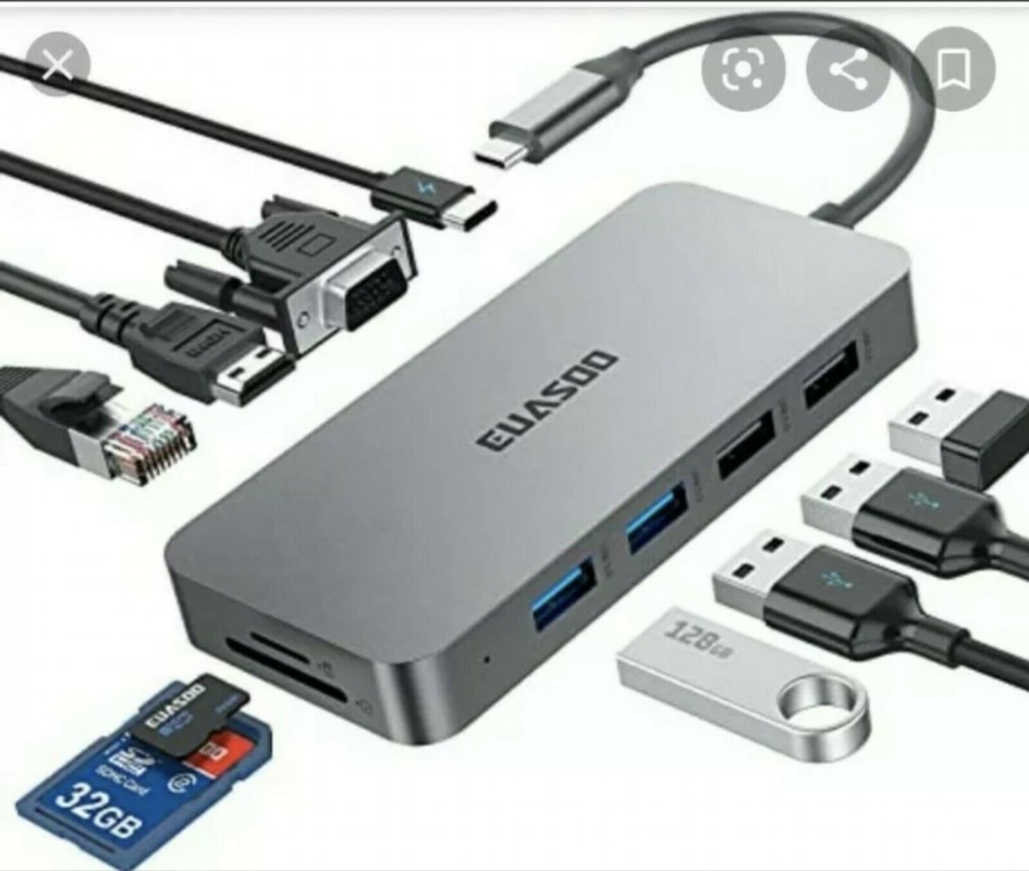 USB C Hub mit HDMI und Displayport, 13 in 1 USB C zu Displayport Hub mit 100W PD