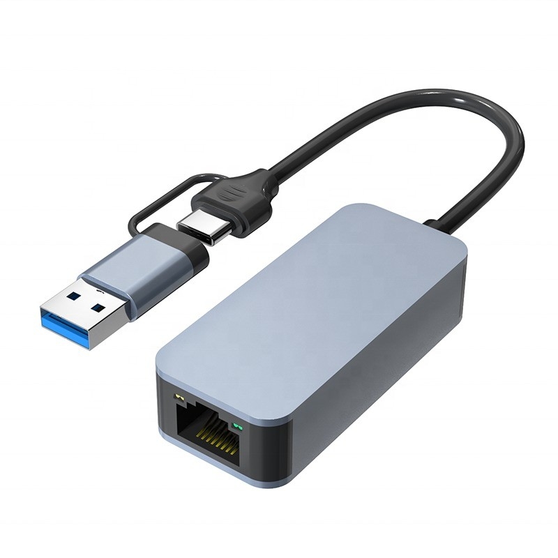 2 in 1 Aluminium USB 3.0 Ethernet-Adapter für eine schnelle und stabile Netzwerkverbindung