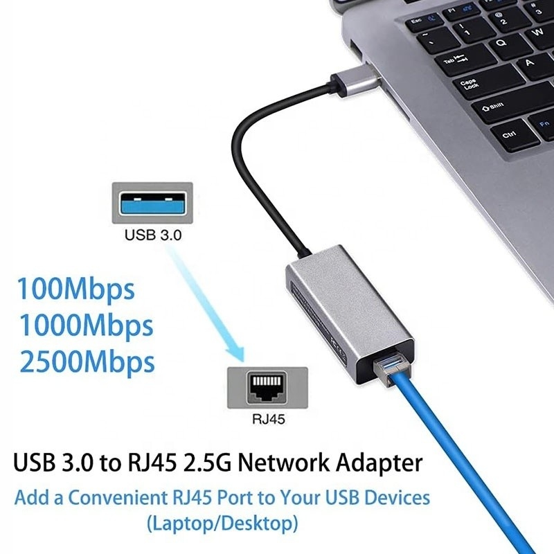 2500 Mbps Supergeschwindigkeit 2.5G USB 3.0 Netzwerkkartenadapter mit 2.5G Gigabit Ethernet