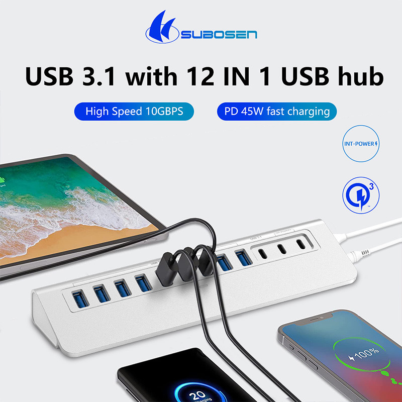 Laptop USB C Port Hub USB High Speed 3.1 Hub USB C Ladestation