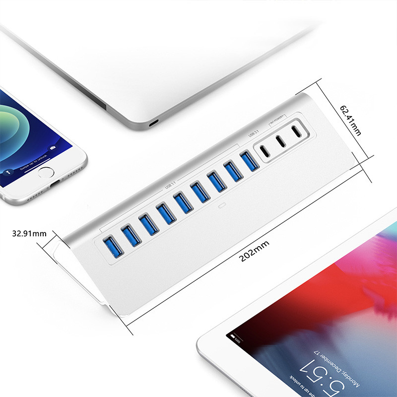 Laptop USB C Port Hub USB High Speed 3.1 Hub USB C Ladestation