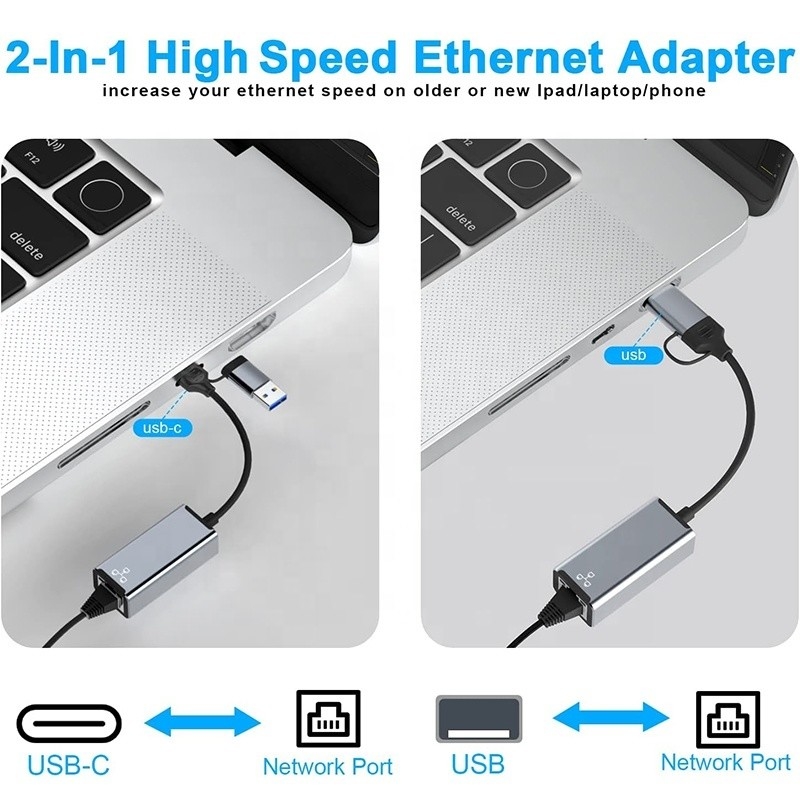 USB C Typ-C zu RJ45 Ethernet Gigabit-LAN-Adapter für Laptops mit hoher Nachfrage