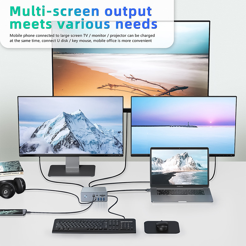 Multi-Display-Unterstützung USB-C Docking Station und Displaylink IC Revolutionieren Sie Ihre Arbeitseffizienz mit 8K HDMI-Ports