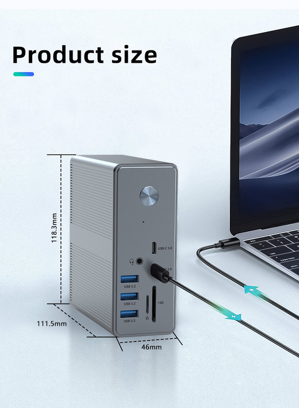 Aluminiumlegierung und ABS-Material USB-C-Dockingstation mit SD/TF-Kartenleser Plug and Play-Verbindung
