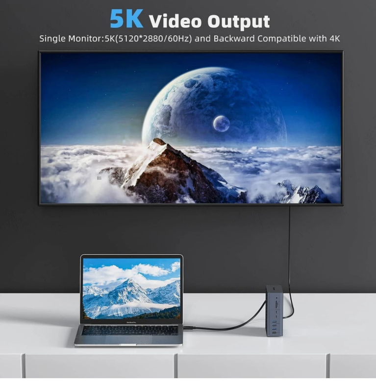 16-in-1-Thunderbolt-3-Dockingstation mit 40-Gbit/s-DP1.4-Ausgang und 65-W-PD-Aufladung